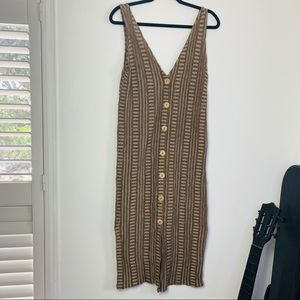 Zara TRAF Brown Midi Button-down Vacation Dress MED **